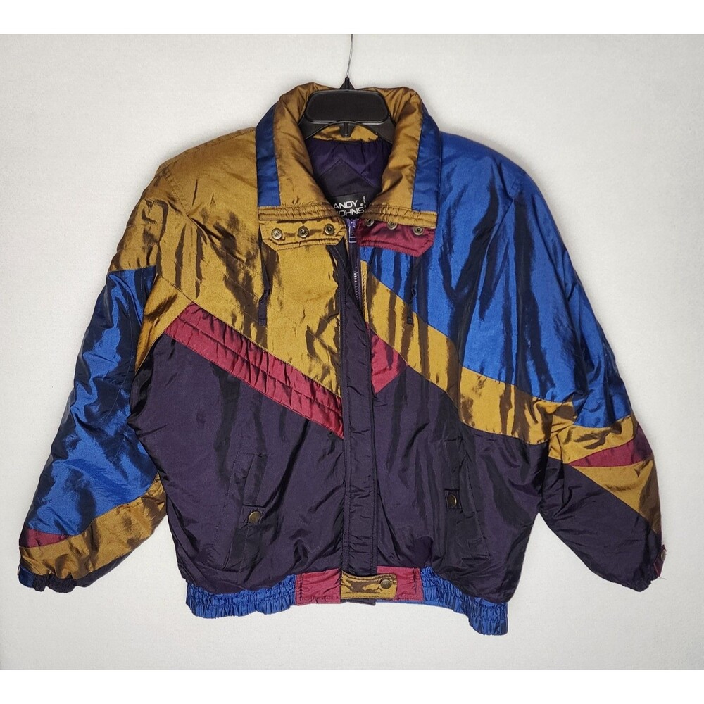 VTG Andy Johns Windbreaker Jacket Colorblock Jewel Tones Retro 80s Womens Medium
